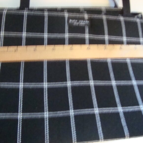 KATE SPADE Look Alike Vintage Black White Linen Purse Snap Closure - Picture 5 of 10